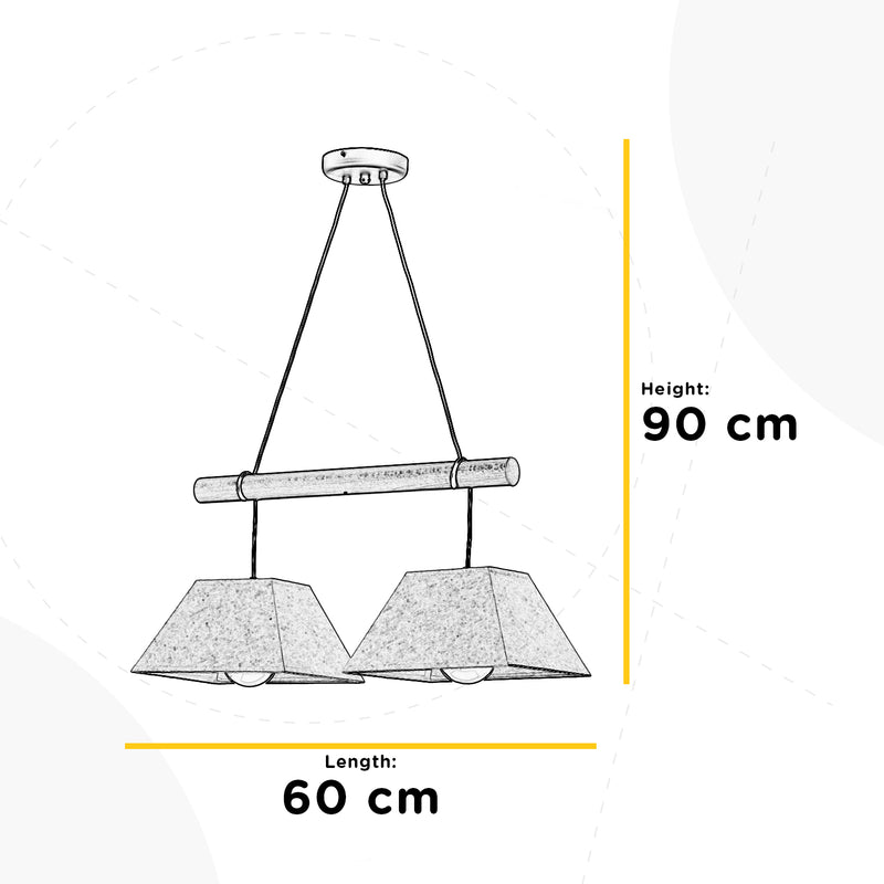 Onli Lighting Baldo 2L lineær ophængt loftslampe E27 B 60cm