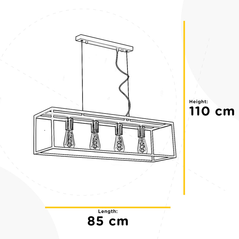 Onli Lighting Floki 4L Lámpara de Techo Suspensión Lineal E27 An 85cm