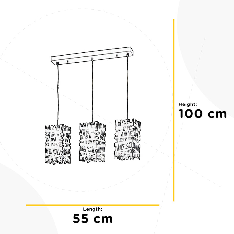 Onli Lighting Foresta 3L linear suspension ceiling lamp E27 W 55cm