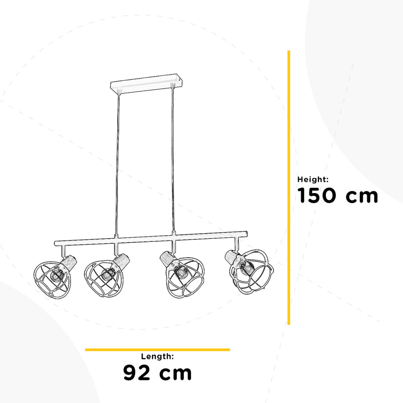 Onli Lighting Ginger 3L linear suspension ceiling lamp E14 W 92cm