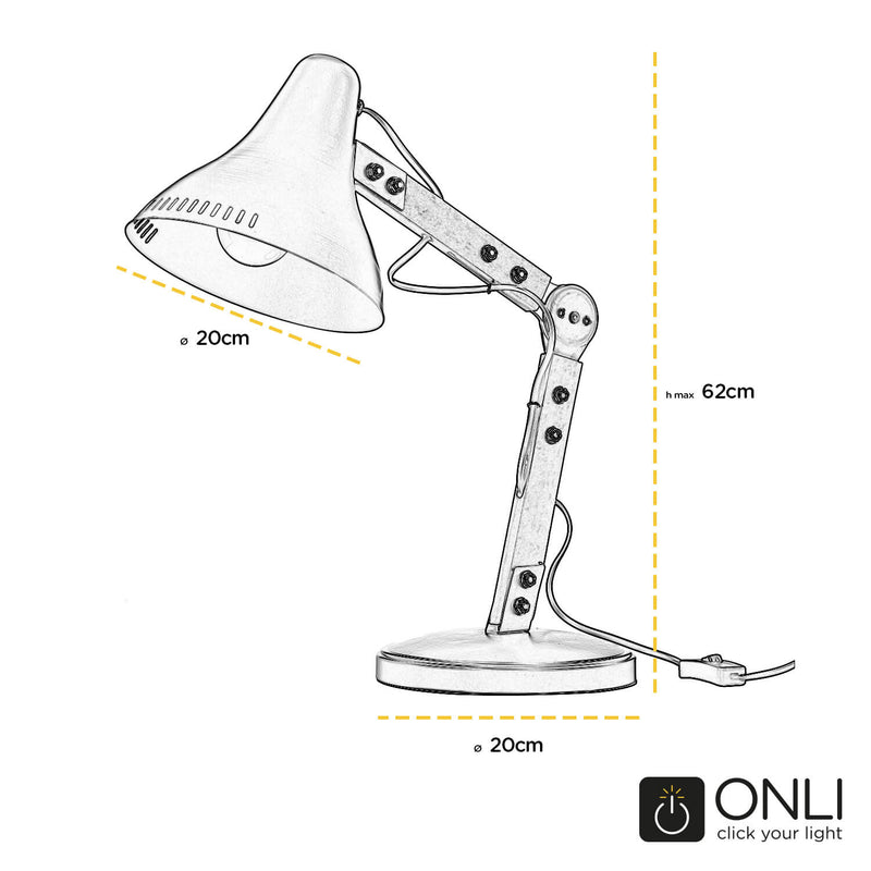 Onli Lighting Architetto Industriële 1L leestafellamp E27 H 62cm