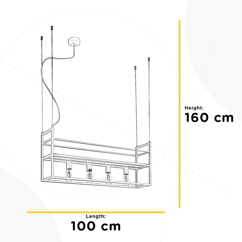 Onli Lighting Jeffer 4L linear suspension ceiling lamp E27 W 100cm