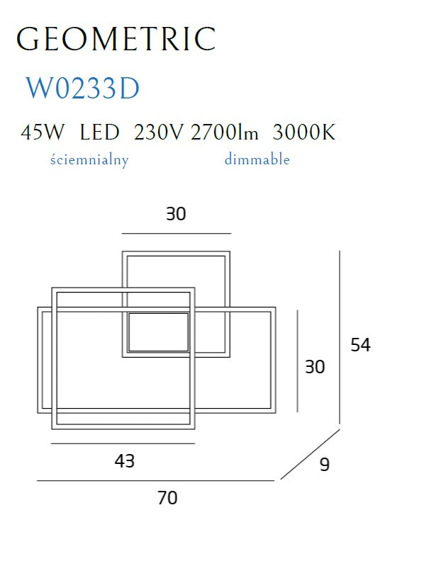 Maxlight Geometric 1L lampada da parete Washer LED, nera