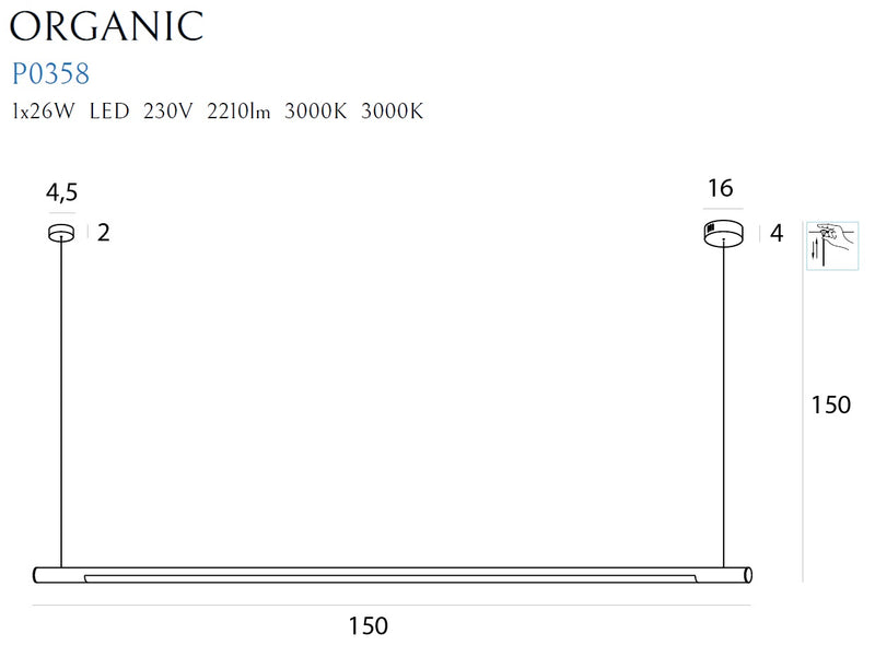 Maxlight Organic 1L track lighting lamp LED, L 150cm