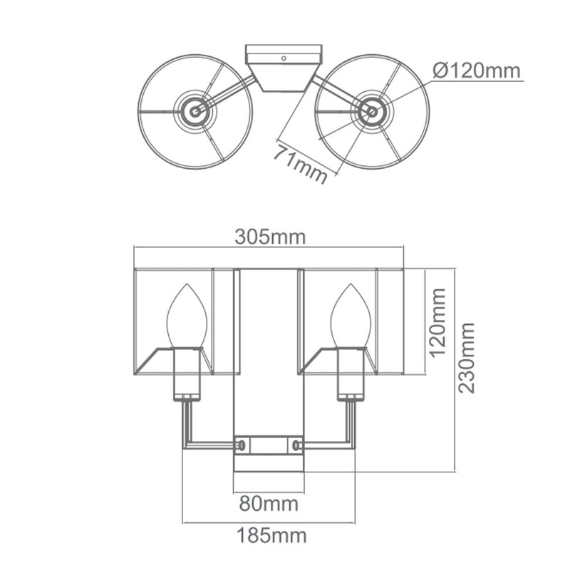 Orlicki Design Casa 2L wall sconce lamp E14, H 23cm