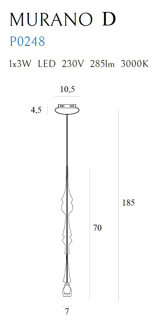 Maxlight Murano D 1L pendel D 7cm