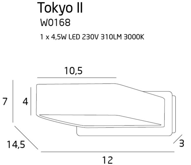 Maxlight Tokyo 1L washer sconce wall lamp LED white, D 16cm