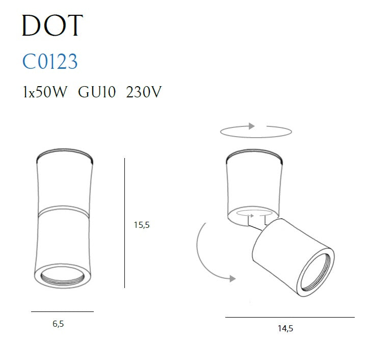 Maxlight Dot 1L ceiling spotlight GU10, D 6.5cm