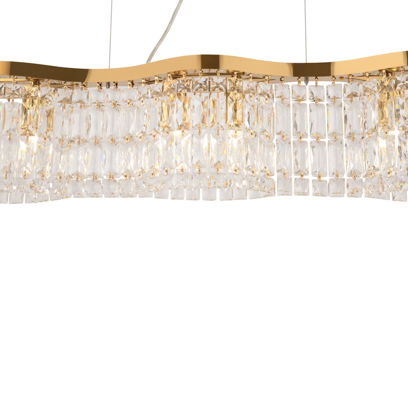 Maytoni Dune 6L linear suspension ceiling lamp, gold E14 H 138cm