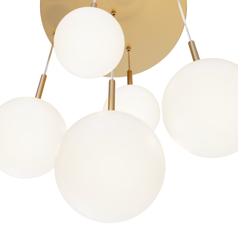 Maytoni Basic form 5L pendant lamp, gold E14 D 58cm