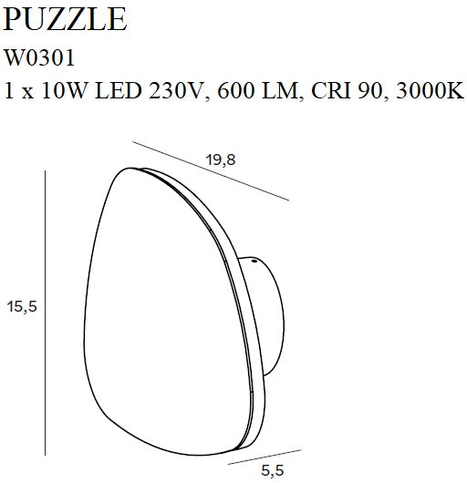 Maxlight Puzzle M 1L washer sconce lamp LED 10w, H 15.5cm