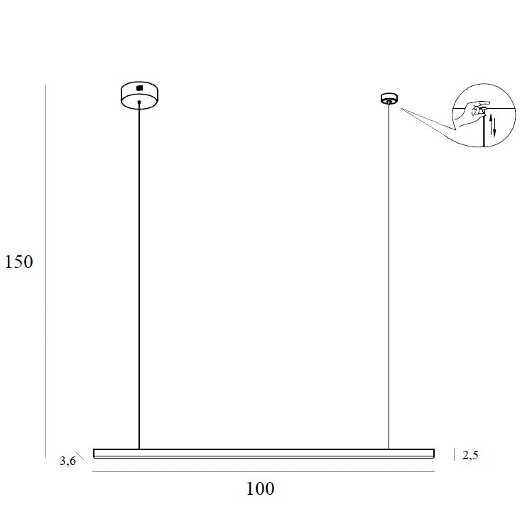 Lámpara de iluminación sobre riel Maxlight Trio 1L LED, An. 100 cm