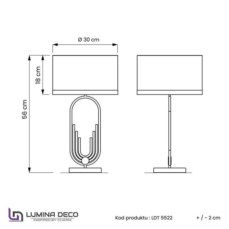 Lumina Deco 1L table lamp E27, H 54cm