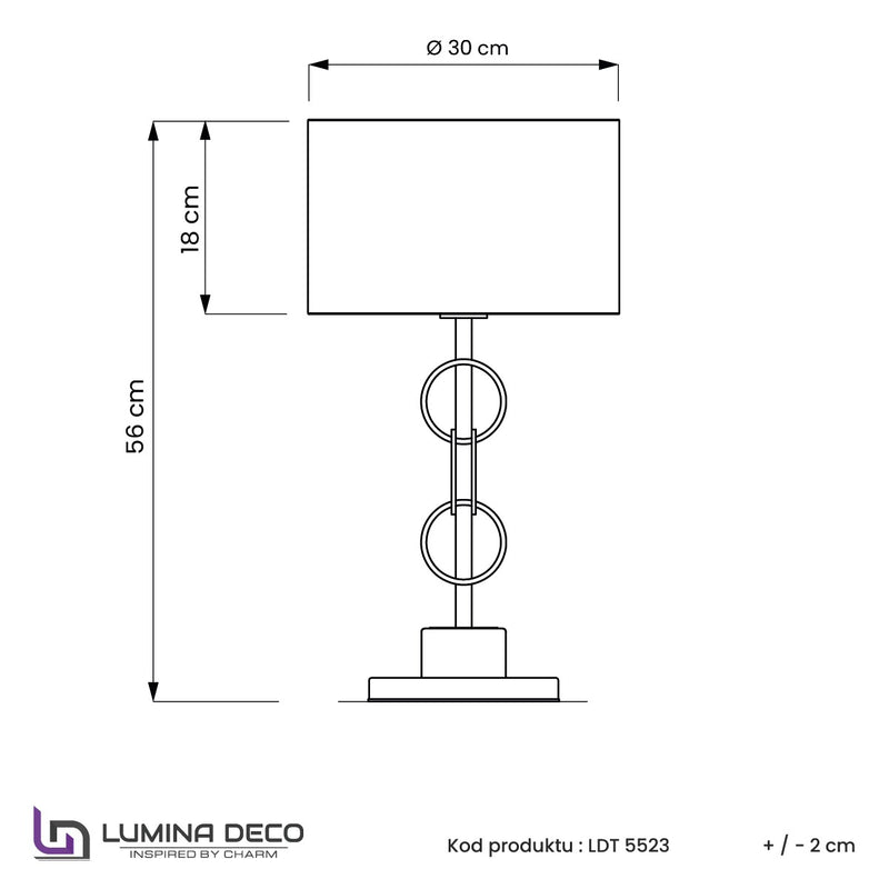 Lumina Deco Azzaria 1L table lamp E27, H 56cm