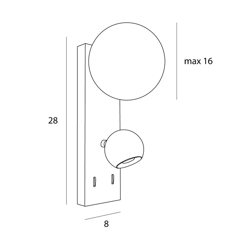 Maxlight Atom 2L accent wall lamp LED, black