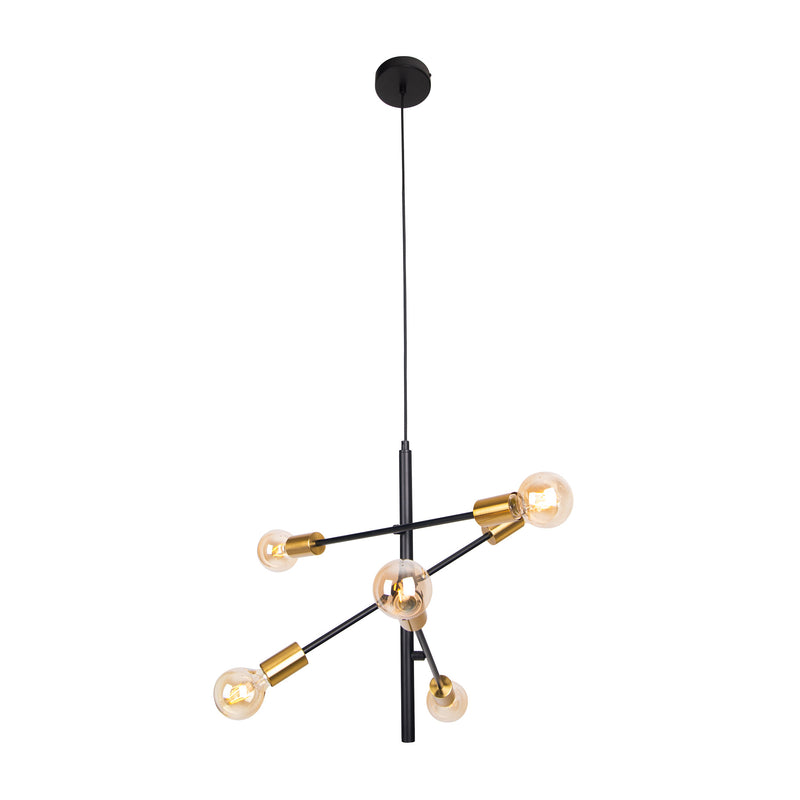 Maxlight Todi 6L chandelier LED, black gold