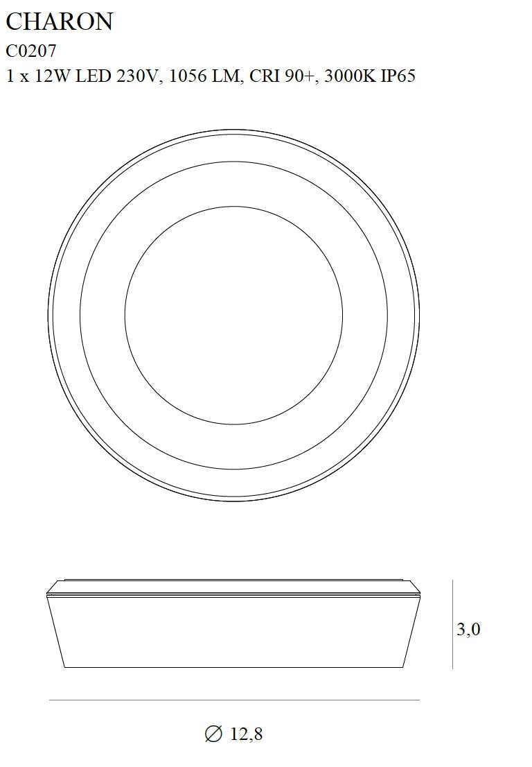 Faretto da soffitto LED Maxlight Charon 1L, D 12,8 cm