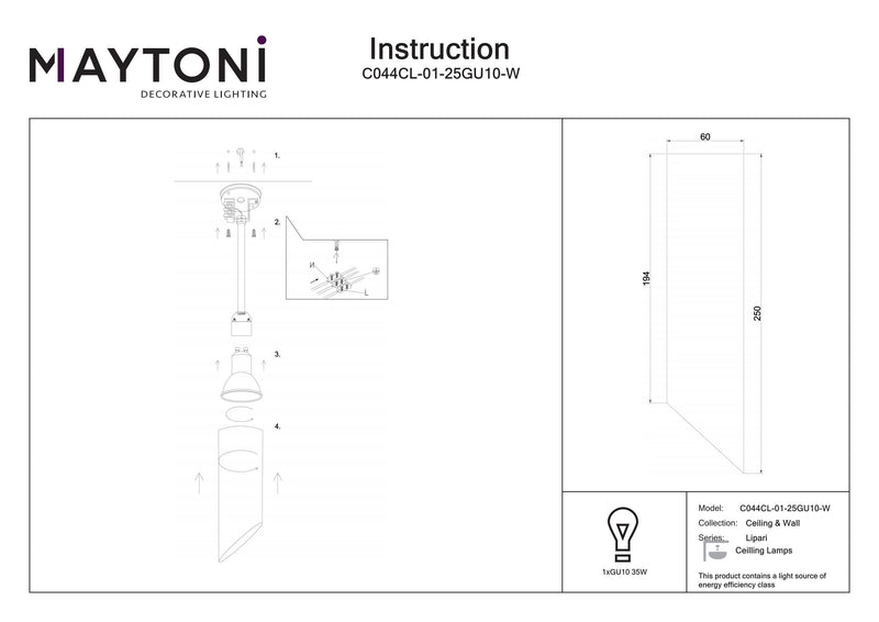 Maytoni Lipari 1L plafondspot GU10 D 6cm