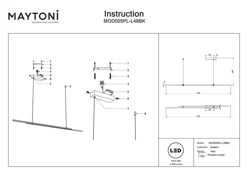 Maytoni Halo 1L lámpara de iluminación sobre riel, LED Al. 305,5 cm