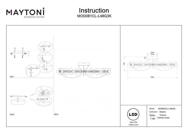 Lampada da soffitto Maytoni Tessara 1L, LED oro D 80cm