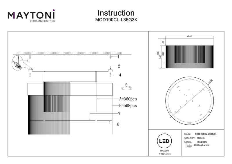 Maytoni Imaginary 1L uppoasennettava kattovalaisin, kultainen LED D 55cm