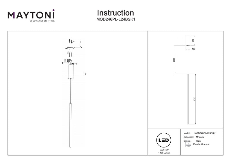 Spot suspendu plafond Maytoni Halo 1L, LED D 1,7cm