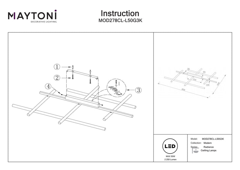 Maytoni Radiance 1L kattovalaisin, kultainen LED H 13cm