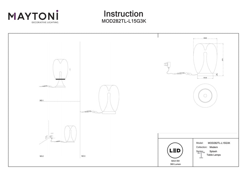 Lampada da tavolo Maytoni Splash 1L, LED oro D 20cm