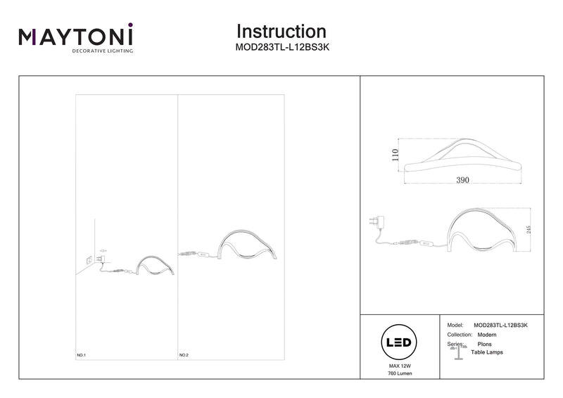 Lampe spéciale Maytoni Plons 1L, laiton LED H 24,5cm