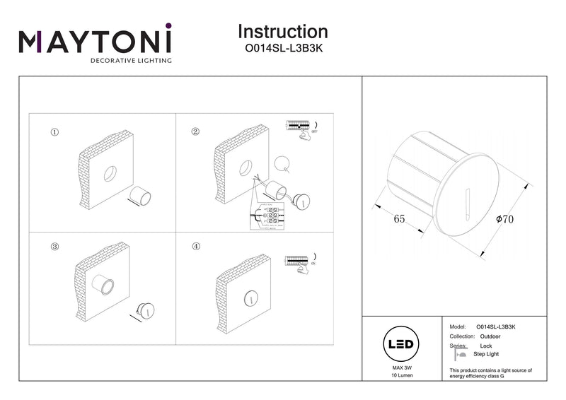 Maytoni Lock 1L outdoor spotlight led, black LED D 7cm