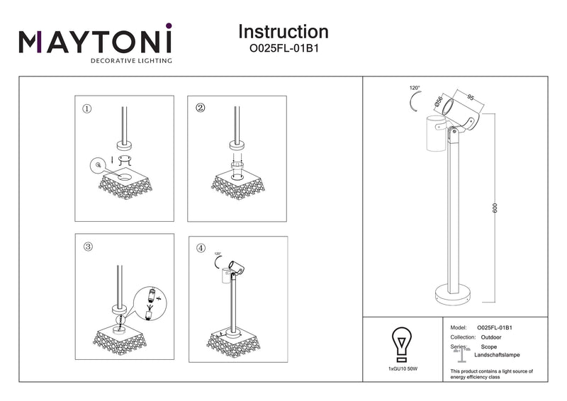 Maytoni Scope 1L, negro GU10 D 5,5cm