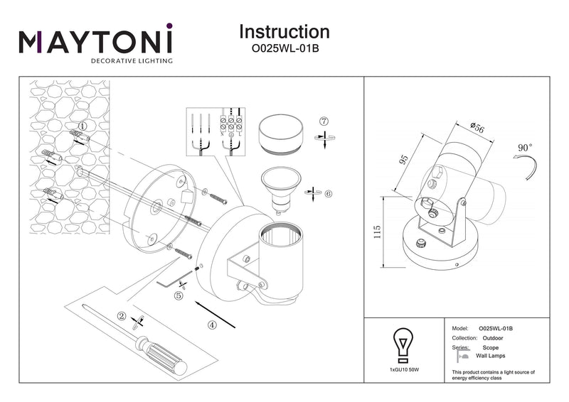 Maytoni Scope 1L, sort GU10 D 5,5cm