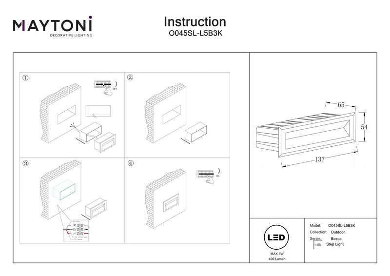 Maytoni Bosca 1L outdoor spotlight led, black LED H 6.5cm