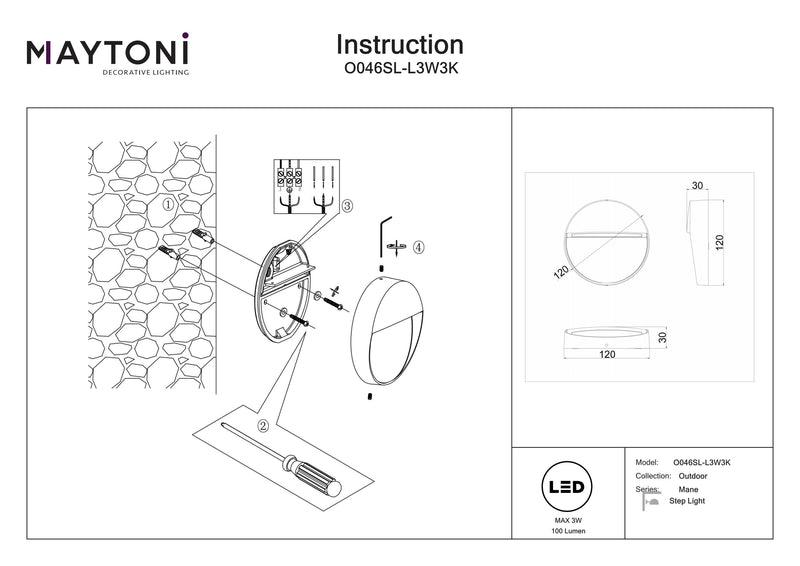 Maytoni Mane 1L, black LED D 12cm