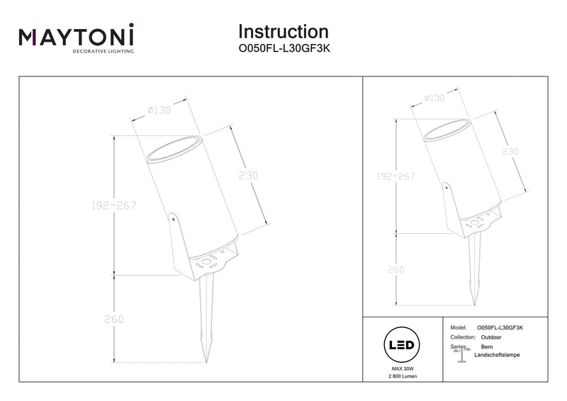 Maytoni Bern 1L, graphite LED D 13cm