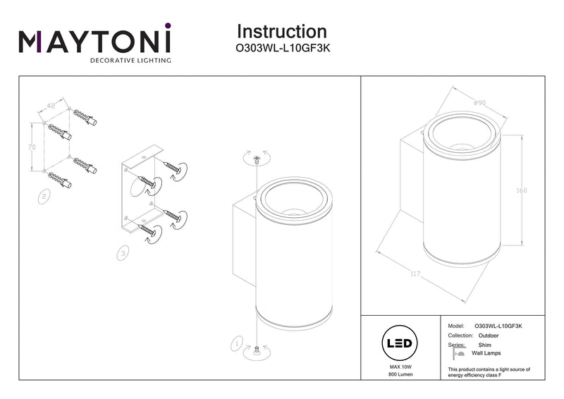 Maytoni Shim 1L, graphite LED H 16cm