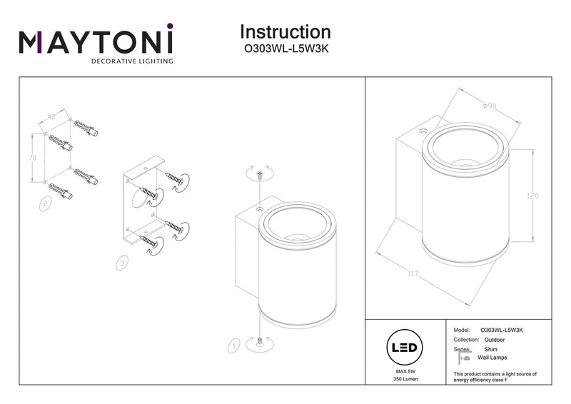 Maytoni Shim 1L, graphite LED H 12cm