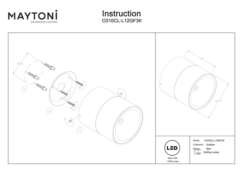 Foco exterior Maytoni Spin 1L LED D 10,8cm