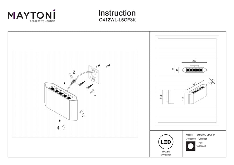 Maytoni Pull 1L, grafito LED Al. 11cm