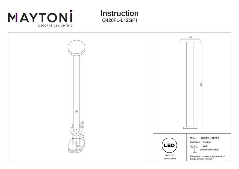 Maytoni Wald 1L, grafiitti LED D 18cm