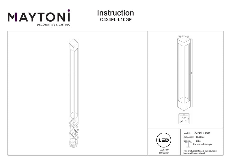 Maytoni Elbe 1L, Graphit LED H 100cm