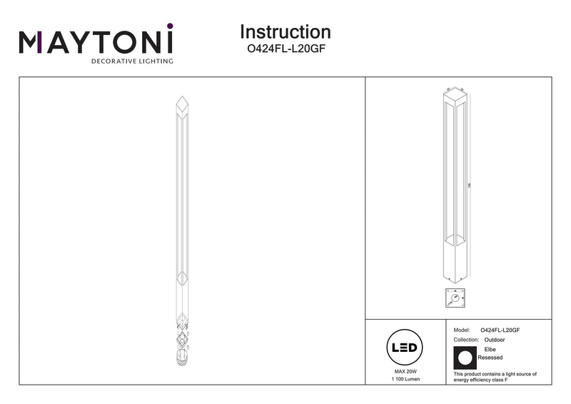 Maytoni Elbe 1L, grafiet LED H 150cm