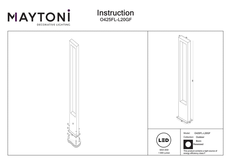 Maytoni Bonn 1L, graphite LED H 150cm