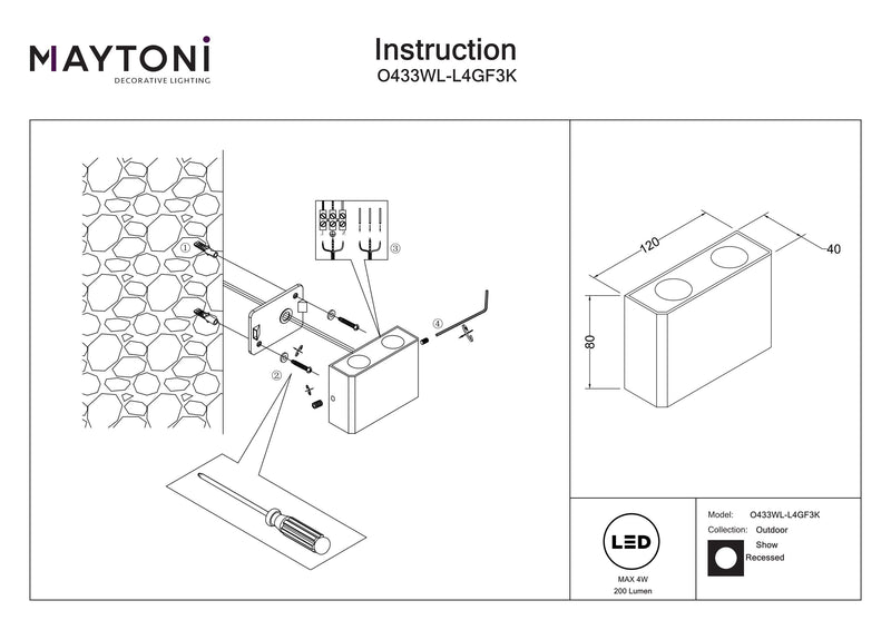 Maytoni Show 1L, Graphit LED H 8cm