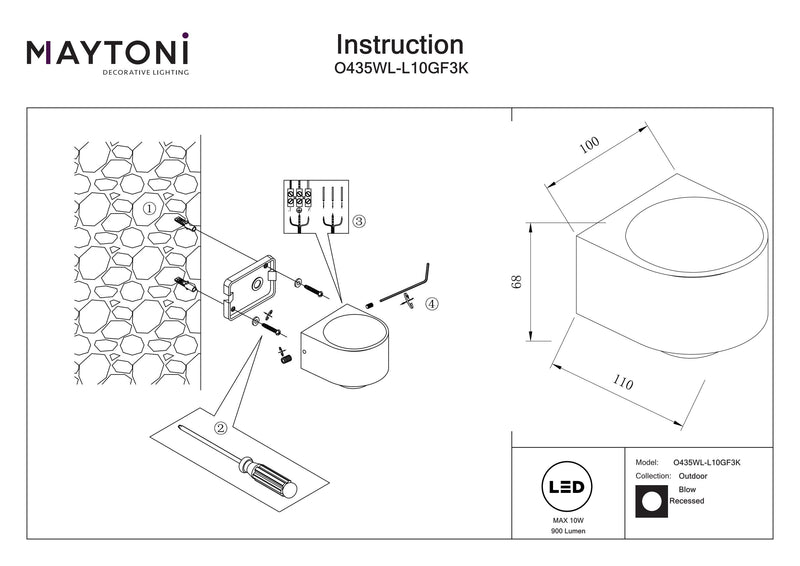 Maytoni Blow 1L, grafiitti LED H 6,8cm