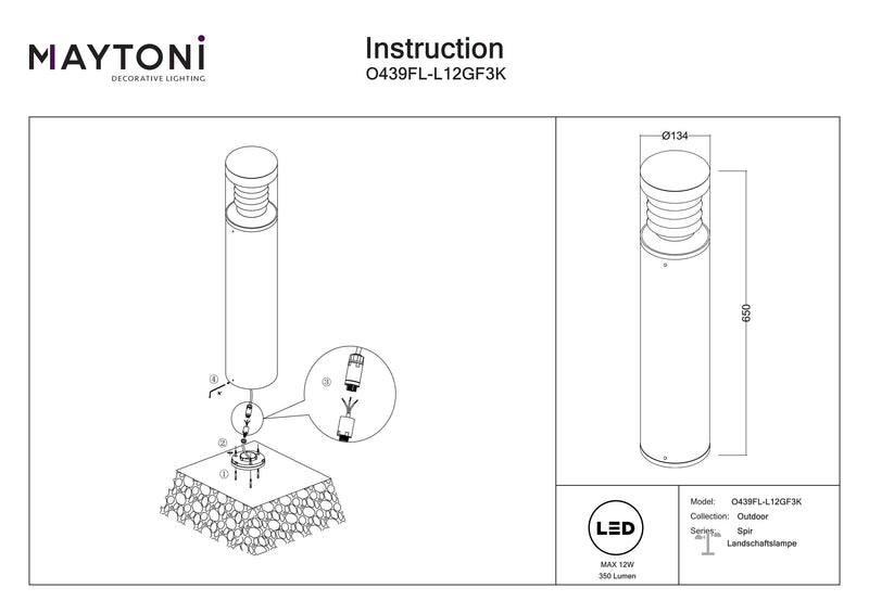 Maytoni Spir 1L, grafit LED D 13,4cm