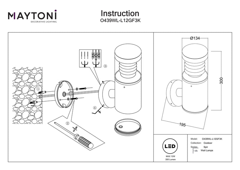 Maytoni Spir 1L, graphite LED D 13.4cm