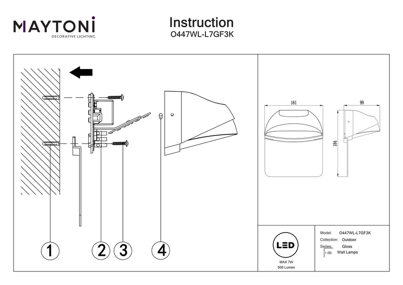 Maytoni Gloss 1L, grafiitti LED K 18,4cm