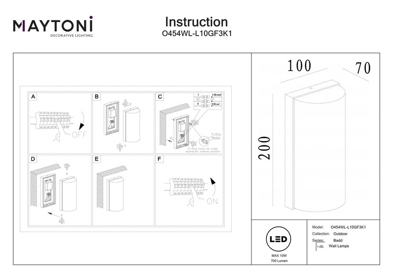 Maytoni Badd 1L, graphite LED H 7cm