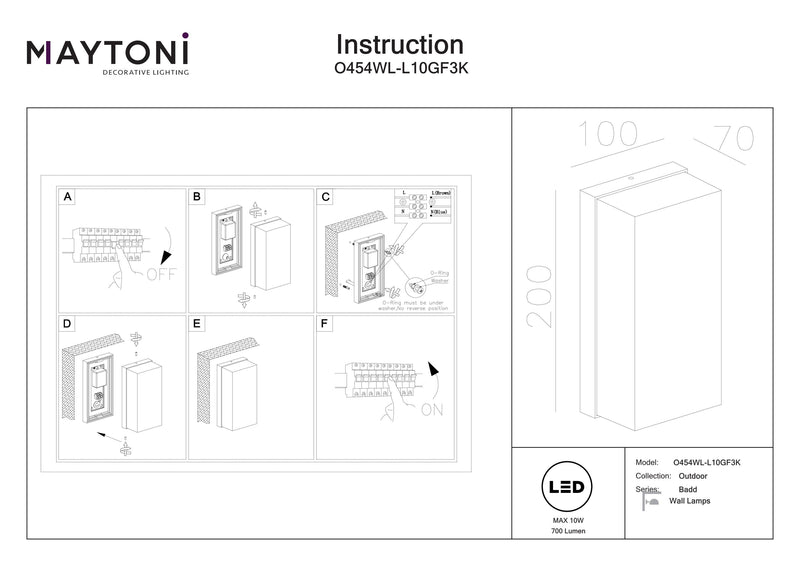 Maytoni Badd 1L, grafito LED Al. 7cm